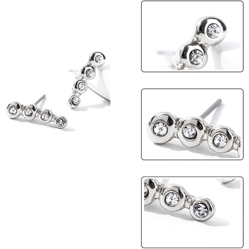 Silver Crystal Mini Ear Crawlers - Picture 6 of 7